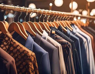 Canvas Print - fancy clothes on a clothing rack in a fashion store
