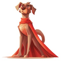 Wall Mural - A cartoon dog is wearing a red cape and looking at the camera