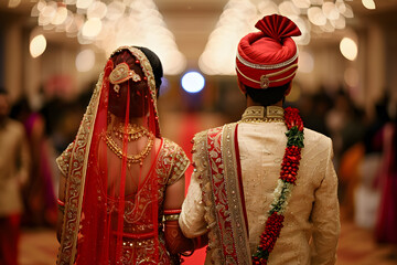 Wall Mural - Indian groom and bride in ceremony on Hindu wedding.