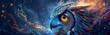 © Paul - Mystical owl with wide eyes, colorful feathers in psychedelic patterns, surreal night sky