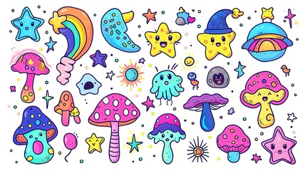 Wall Mural - funny and cute characters/characters for stickers. Generated by AI