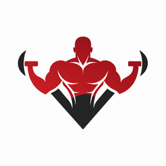 Wall Mural - Minimalist Health & Fitness Logo vector art illustration with a Muscle icon design