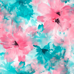 Poster - A colorful floral pattern with pink and blue flowers