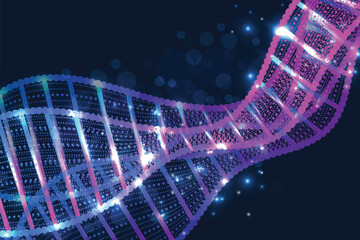 DNA digital, sequence, code structure with glow. Science concept and Nano technology background. vector design