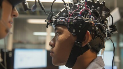 brain computer interface research facility, futuristic technology