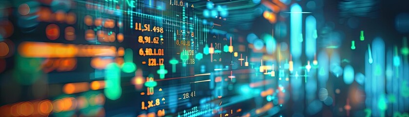 Poster - Abstract depiction of futuristic data visualization in a digital world, showcasing colorful light patterns and technology in motion.