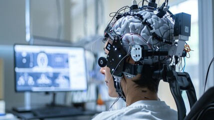 brain computer interface research facility, futuristic technology
