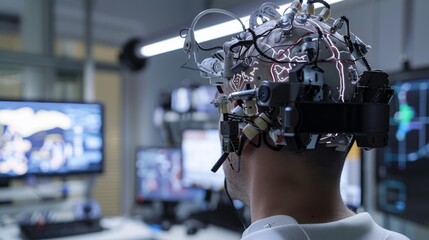 brain computer interface research facility, futuristic technology