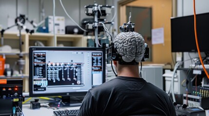 brain computer interface research facility, futuristic technology