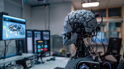 brain computer interface research facility, futuristic technology