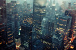 © song - City Skyline at Night: Aerial View of Illuminated Skyscrapers