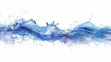 Wall Mural - Water wave isolated on white background with clipping path, close up view, blue water splash abstract banner design