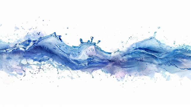 Water wave isolated on white background with clipping path, close up view, blue water splash abstract banner design