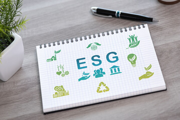 Wall Mural - Esg concept on a notepad