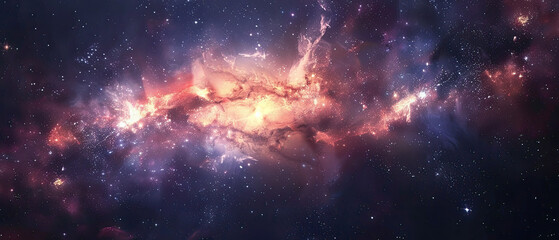 Wall Mural - spectacular orange nebula in starry space
