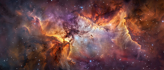 Wall Mural - colorful astronomical nebula with star clusters