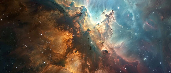 Wall Mural - galactic nebula with vibrant celestial colors