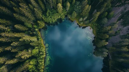 Wall Mural - a wonderful waterfront landscape from a bird's eye view, generated by AI