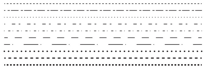 Poster - set of dash lines. dotted line for illustrator