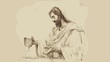 © T Studio - Biblical Illustration of Jesus's First Miracle, Emphasizing Joy and Supernatural Power
