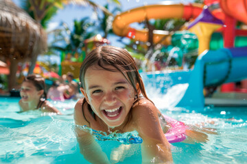 Children having a blast in the resort water park.