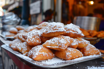 Sticker - there are a lot of powdered sugar on top of a tray