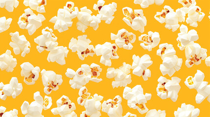 Wall Mural - a close up of a bunch of popcorn on a yellow background