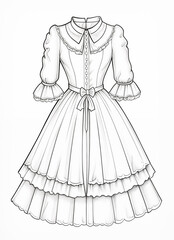 Wall Mural - a drawing of a dress with a collar and a bow