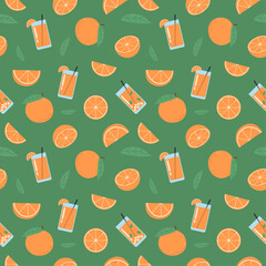 Orange Seamless Pattern, orange slice, juice, smoothie	