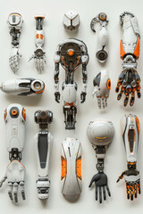 Wall Mural - Collection of Robotic Arm and Hand Parts for Industrial Applications