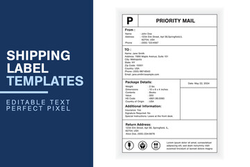 Wall Mural - Simple Custom Shipping Label Design Template with Sender, Recipient, Package Details, and Customs Information for Efficient Shipping	