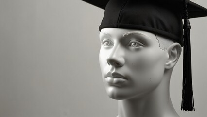 Wall Mural - mannequin wearing cap graduation on white background, could be used in graduation season