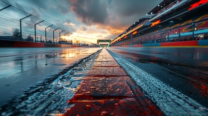 Wall Mural - View of the infinity empty asphalt international race track.