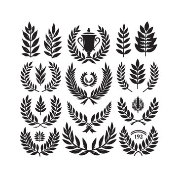 minimal laurel sign illustration icon logo