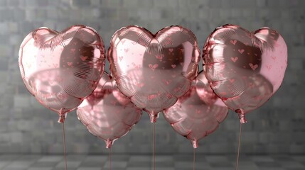 Wall Mural - On a transparent background, pink heart-shaped balloons are isolated