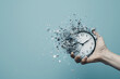 © shiva - Concept of time passing away, the clock breaks down into pieces.