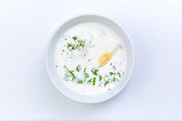 Wall Mural - cold soup with egg and herbs