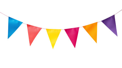 Wall Mural - Multicolored bunting isolated on transparent white background, clipping path