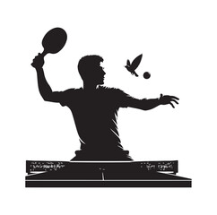 Wall Mural - table tennis player pose Silhouette illustration vector