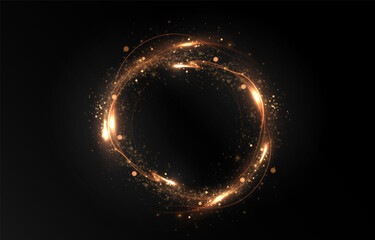 Wall Mural - vector light line effect of golden circle. luminous fire trail on a transparent background. light ro