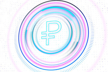 Aufkleber - A stylized image featuring a symbol with concentric circles on a dotted white background, depicting a technological or futuristic concept
