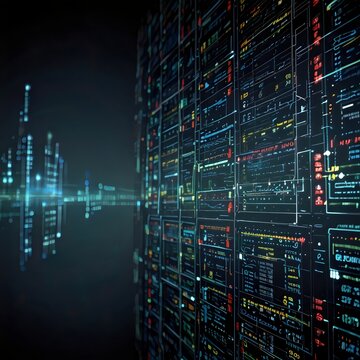 Abstract & science technology background. Network, particle illustration. 3D grid surface
