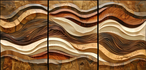 Intricate Abstract Wooden Wall Art with Natural Patterns.