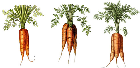 Wall Mural - Carrot isolated on transparent background, old botanical illustration