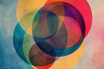 Poster - Overlapping circles in various sizes and shades of blue on a blue background