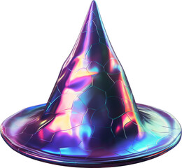 Wall Mural - fantasy holographic witch hat isolated on white or transparent background,transparency 