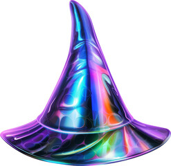 Wall Mural - fantasy holographic witch hat isolated on white or transparent background,transparency 