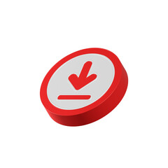 Poster - 3d download icon isolated. Trendy and modern icon red color