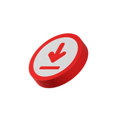 Poster - 3d download icon isolated. Trendy and modern icon red color