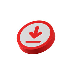 Poster - 3d download icon isolated. Trendy and modern icon red color